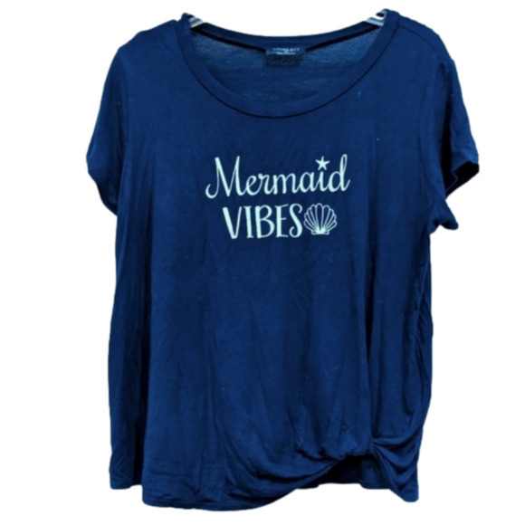 Scarlett blue "mermaid vibes" gathered t shirt, size petite large - Picture 1 of 3